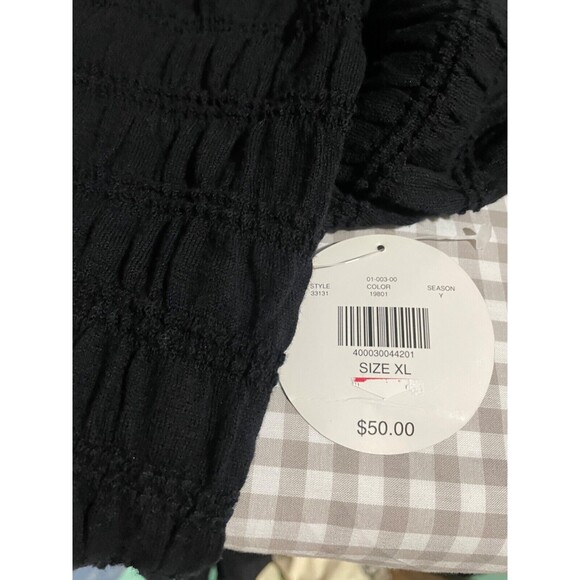 Valerie Stevens Women’s Vintage NWT Smocked Cotton Long Sleeve Top size XL Black - Picture 7 of 7